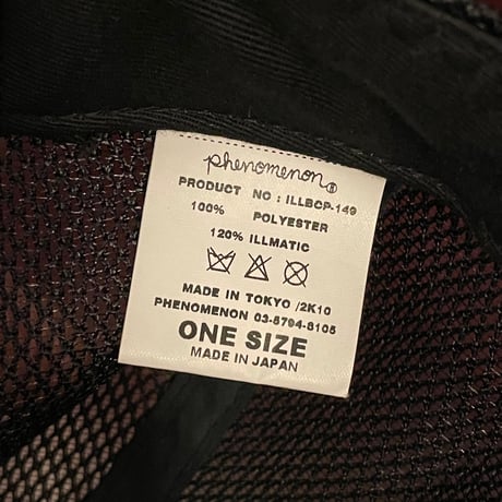 MADE IN JAPAN製 PHENOMENON 2010年モデル ロゴプリント入りメッシュキャップ ブラック
