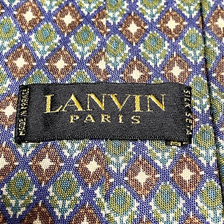 MADE IN FRANCE製 VINTAGE LANVIN PARIS 小紋柄シルクネクタイ マルチカラー