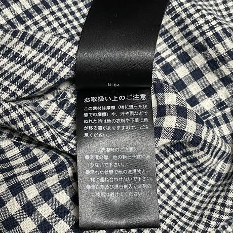 NANO UNIVERSE French Linen 長袖チェック柄リネンコットンシャツ ネイビー Lサイズ