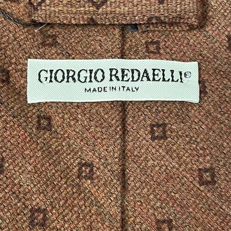 MADE IN ITALY製 GIORGIO REDAELLI 小紋柄シルクウールネクタイ ブラウン