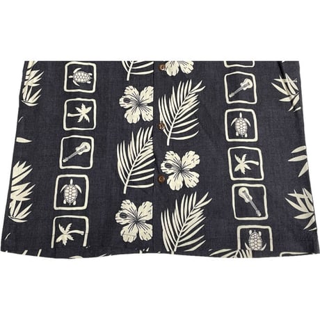 MADE IN HAWAII製 TWO PALMS アロハシャツ チャコールグレー Sサイズ