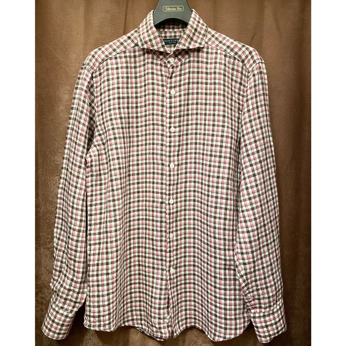 MADE IN JAPAN製 SENTINEL DECIDE 長袖チェック柄リネンシャツ ブラ