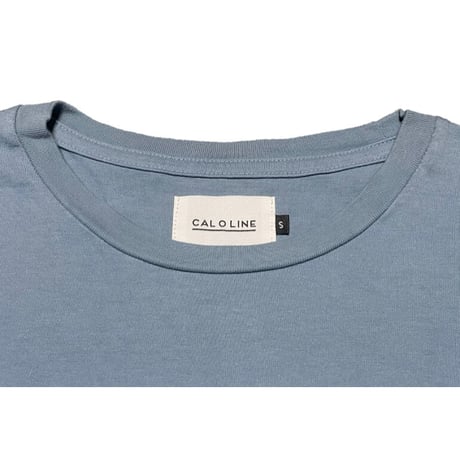 MADE IN JAPAN製 CAL O LINE ビーズ装飾ポケット付き半袖クルーネックTシャツ アクアグレー Sサイズ