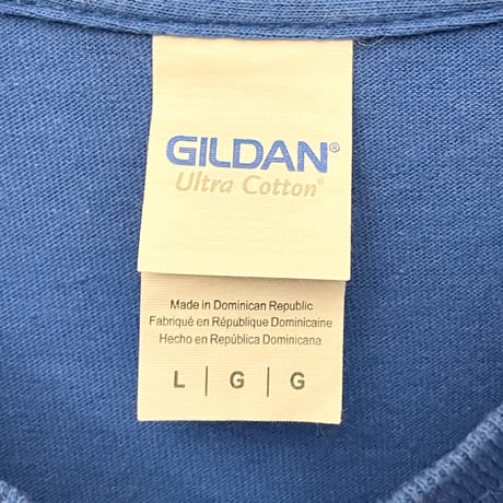 A&W GILDAN Ultra Cottonボディ ロゴプリントTシャツ ブルー Lサイズ