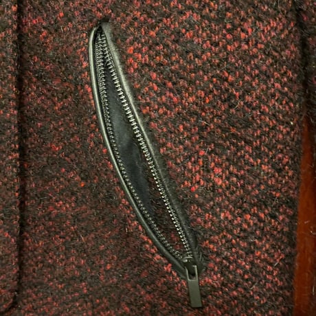 MADE IN ROMANIA製 COMPTOIR DES COTONNIERS ラムレザー切り替えライダースジャケット レッド×ブラック 34サイズ