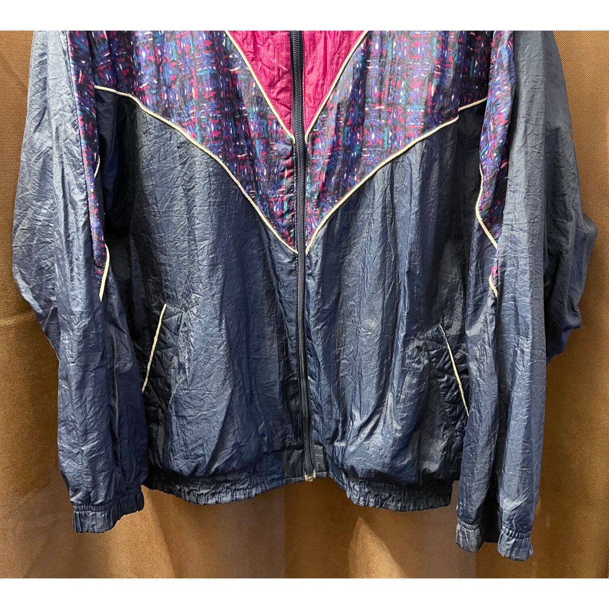 新品未使用   フルジップナイロンジャケットネイビーL BOLD SPIRIT フルジップナイロンジャケット ネイビー×ピンク L