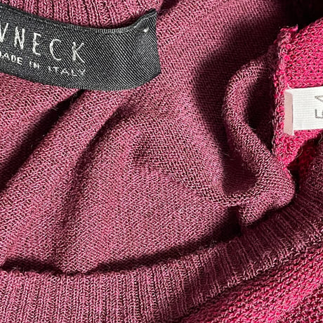 MADE IN ITALY製 VNECK クルーネックセーター ワイン 54サイズ