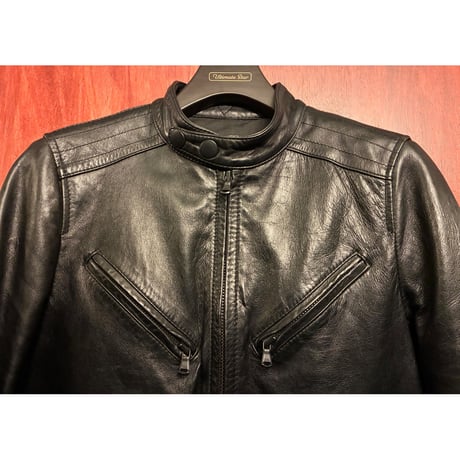MADE IN KOREA製 The DUFFER of St. GEORGE 本革 ラムレザー シングルライダースジャケット ブラック