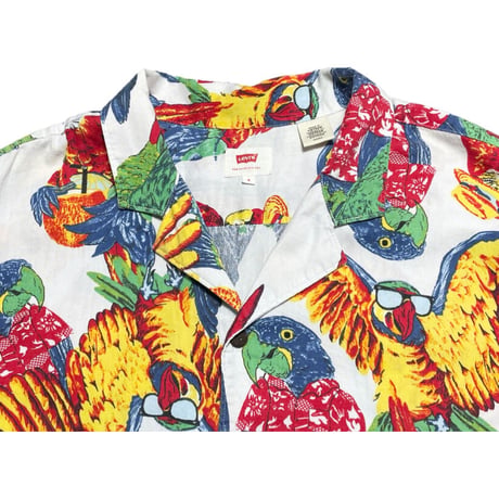 Levi's オウム柄アロハシャツ ホワイト Sサイズ