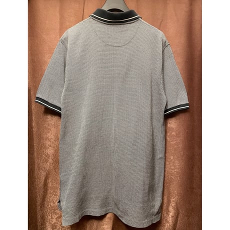 MADE IN USA製 GLEN GATE 襟ライン千鳥格子柄ポロシャツ ダークグリーン×ホワイト Sサイズ