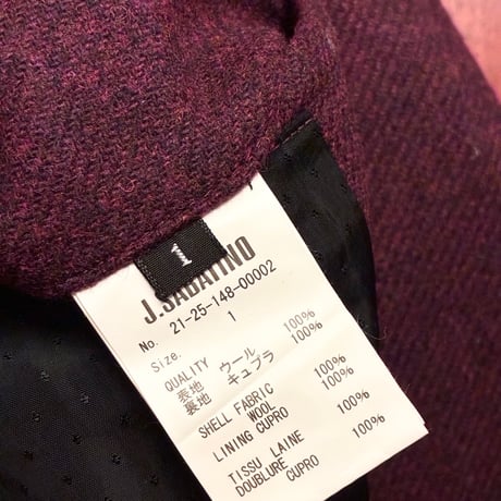 【サザビーリーグ 取り扱い】 MADE IN JAPAN製 J.SABATINO ウールチェスターコート パープル 1サイズ
