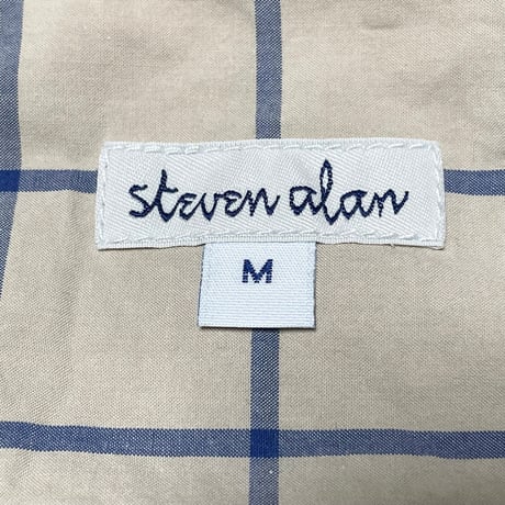 ▲訳あり商品▲【ユナイテッドアローズ取り扱い】MADE IN JAPAN製 steven alan 長袖ブロックチェックシャツ ベージュ Mサイズ