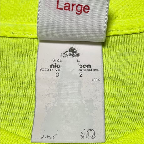 レア XLARGE × SPONGEBOB コラボレーション 半袖プリントTシャツ 蛍光イエロー Lサイズ
