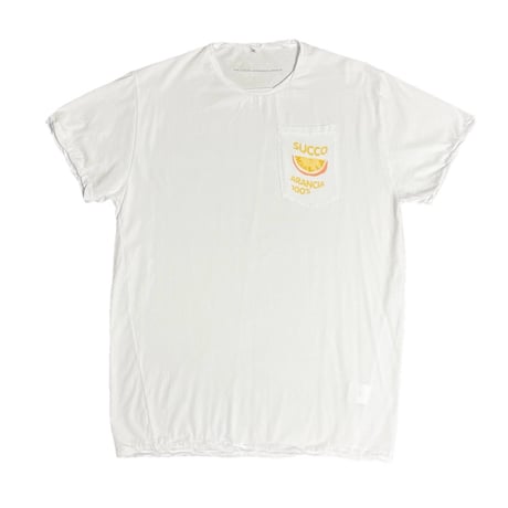 ★新品★ MADE IN ITALY製 MAGLIA 2024年SSモデル「ARANCIA」ポケット付きプリントクルーネックTシャツ ホワイト S～Lサイズ