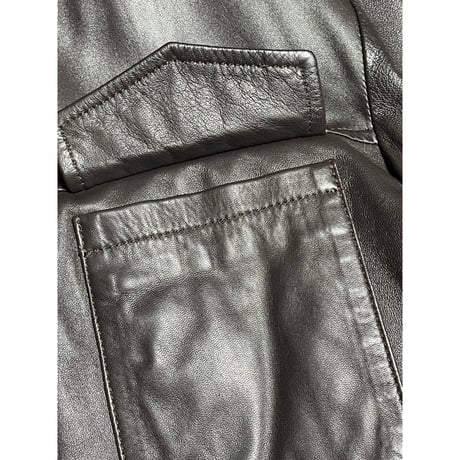 定価15万 ブートニエール付き MADE IN ITALY製 LARDINI ラムレザージャケット ダークブラウン 48サイズ