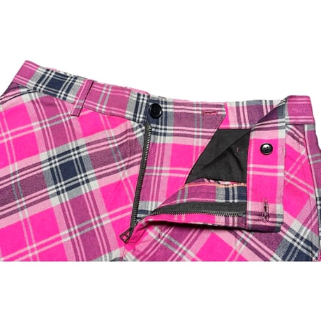 MADE IN JAPAN製 yoshiokubo チェック柄シルクハーフパンツ ピンク 3サイズ