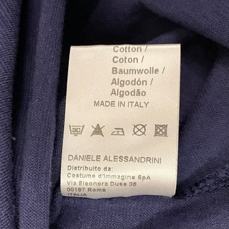 MADE IN ITALY製 DANIELE ALESSANDRINI 加工ヘンリーネックTシャツ ネイビー Sサイズ