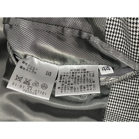 MADE IN JAPAN製 TOMORROWLAND 千鳥格子柄コットンシルクテーラードジャケット ブラック 44サイズ