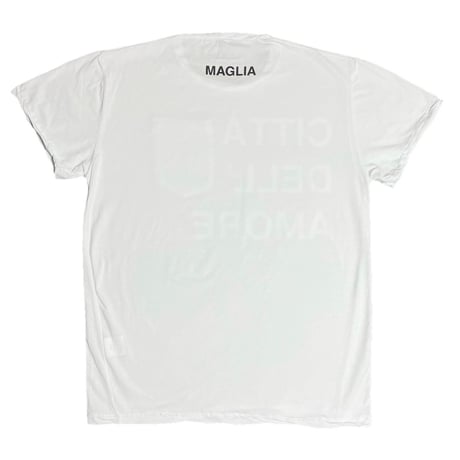 ★新品★ MADE IN ITALY製 MAGLIA 2025年SSモデル 「CITTA DELL AMORE ITALIA」 ポケット付きプリントクルーネックTシャツ ホワイト S～XLサイズ