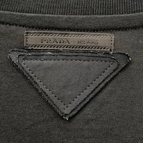 PRADA VネックコットンTシャツ ブラック Sサイズ