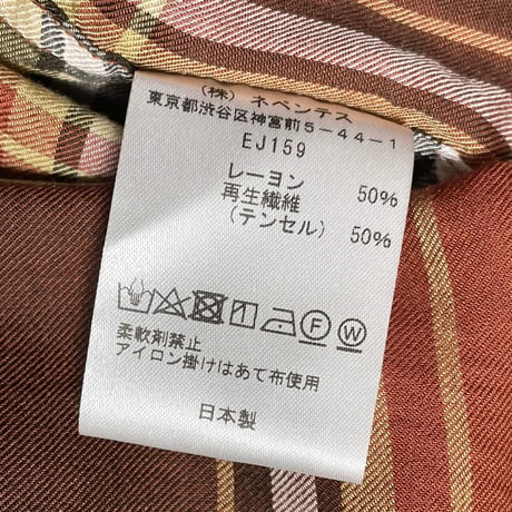 MADE IN JAPAN製 Needles 長袖チェックシャツ ブラウン XSサイズ
