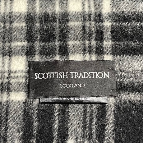 MADE IN UNITED KINGDOM製 SCOTTISH TRADITION チェック柄ウールアンゴラマフラー ブラック×ホワイト