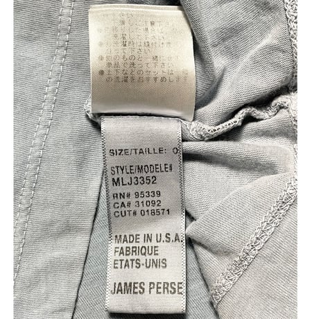 ▲訳あり商品▲ 【TOMORROWLAND取り扱い】MADE IN USA製 STANDARD JAMES PERSE VネックTシャツ ブルーグレー 0/Sサイズ