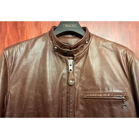 激レア MADE IN USA製 SCHOTT 641GG × SWAGGER 別注限定モデル カウレザー スタンドカラー シングルライダースジャケット ブラウン 36/Mサイズ
