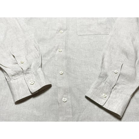 MADE IN ITALY製 BARNEYS NEWYORK 長袖リネンシャツ アイボリー XLサイズ