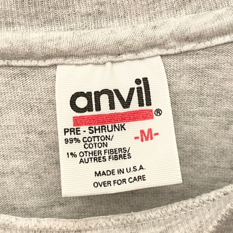 MADE IN USA製 90s anvil ROTA PAU PAU イルカ刺繍Tシャツ ライトグレー Mサイズ