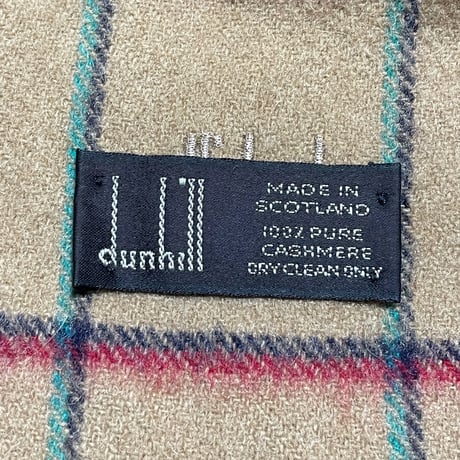 MADE IN SCOTLAND製 dunhill チェック柄カシミヤマフラー ベージュ