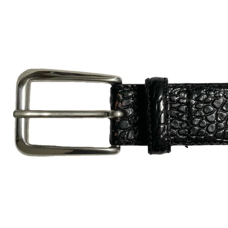 MADE IN ITALY製 BROOKS BROTHERS 346 型押しレザーベルト ブラック 34/W85サイズ