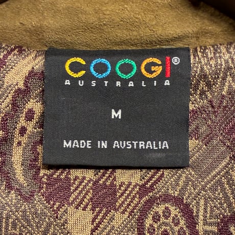 激レア MADE IN AUSTRALIA製 COOGI 3Dニット × スウェードレザー フルジップニットジャケット カーキ×ブラウン Mサイズ