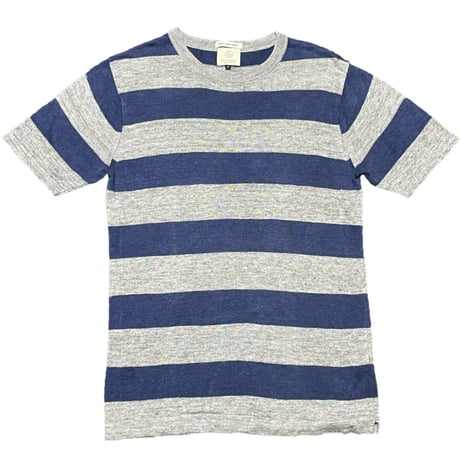 BEAUTY & YOUTH UNITED ARROWS ボーダー柄半袖リネンニットシャツ グレー×ネイビー Mサイズ