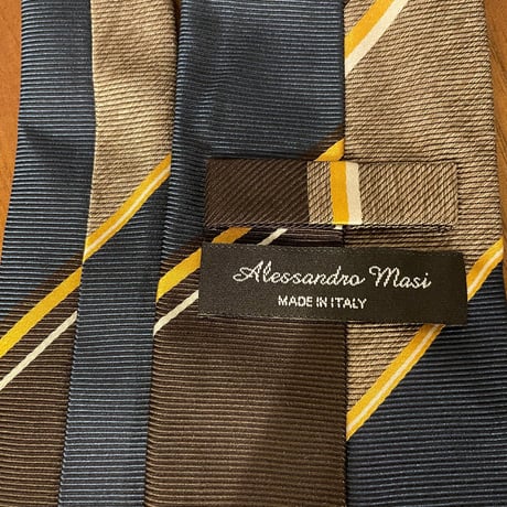 MADE IN ITALY製 Alessandro Masi レジメンタルストライプ柄シルクネクタイ マルチカラー