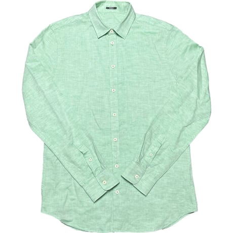 MADE IN PORTUGAL製 DENHAM 長袖コットンリネンシャツ グリーン Sサイズ
