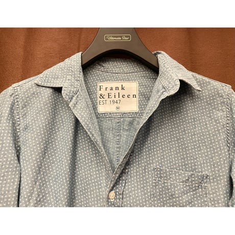 MADE IN USA製 Frank & Eileen 長袖ドット柄シャツ ライトインディゴ XSサイズ