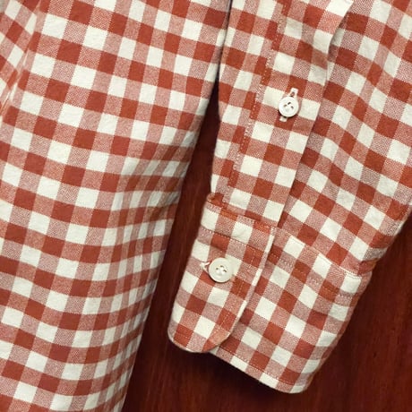 MADE IN JAPAN製 NOLLEY'S goodman Ferno生地 ギンガムチェック柄長袖シャツ オレンジ×アイボリー 39-15 1/2サイズ