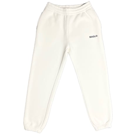 ★新品★ MADE IN ITALY製 MAGLIA 2025年AWモデル P-2800 ロゴプリント 裏起毛 スムーススウェットパンツ オフホワイト M～XLサイズ ユニセックス