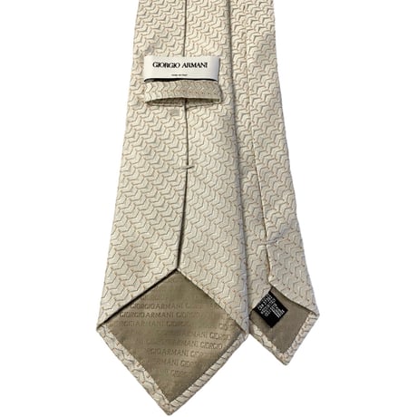 MADE IN ITALY製 GIORGIO ARMANI ジャガード織りレジメンタルストライプ柄シルクネクタイ シルバー