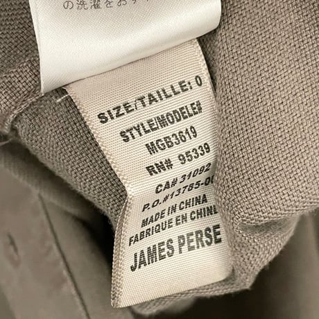 【TOMORROWLAND取り扱い】STANDARD JAMES PERSE 長袖コットンシャツ カーキ 0サイズ