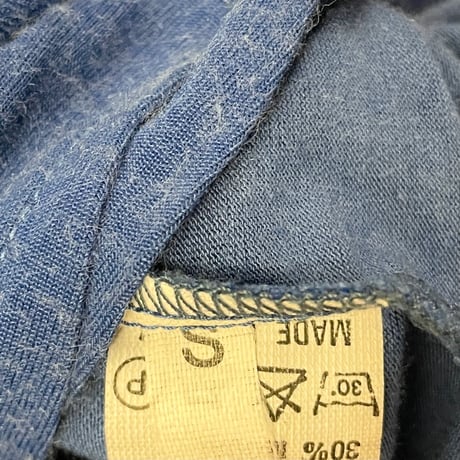 MADE IN ITALY製 ヘンリーネックデザインTシャツ ブルー Sサイズ