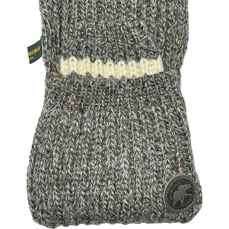 ▲訳あり商品▲ MADE IN ENGLAND製 HUNTING WORLD ブリティッシュウール帽子マフラー手袋セット グレー×グリーン