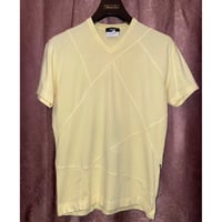 MADE IN ITALY製 VERSACE JEANS COUTURE VネックTシャツ ベビーイエロー Mサイズ