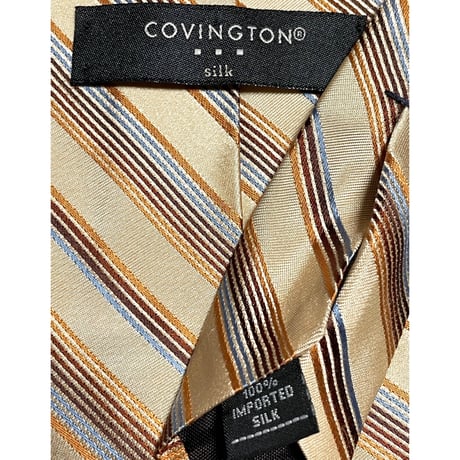 MADE IN USA製 COVINGTON レジメンタルストライプ柄シルクネクタイ ベージュ