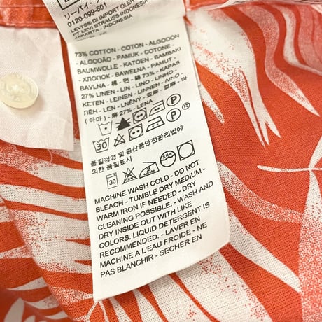 Levi's コットンリネンアロハシャツ レッド Mサイズ