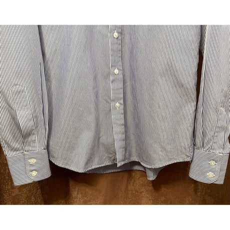 【UNITED ARROWS 取り扱い】 MADE IN ENGLAND製 Raincheetah ストライプ柄 長袖シャツ ホワイト×ブルー Mサイズ