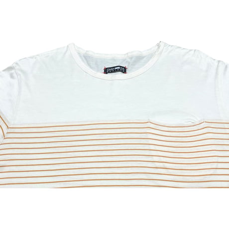 MADE IN JAPAN製 CASH CA ENGLAND 長袖ボーダーシャツ ホワイト×オレンジ Lサイズ