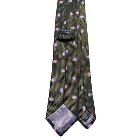 MADE IN USA製 TED BAKER LONDON ペイズリー柄シルクネクタイ カーキ