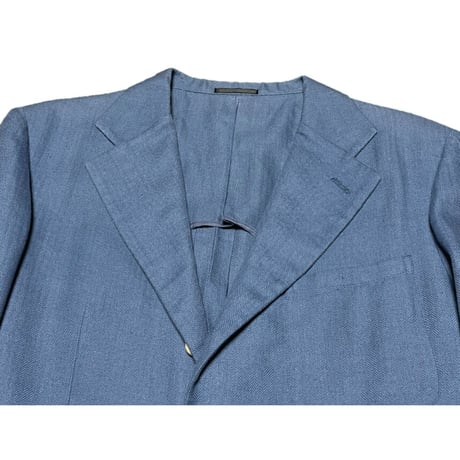 希少 MADE IN JAPAN製 Draper's Bench リネンレーヨンテーラードジャケット サックスブルー 38サイズ